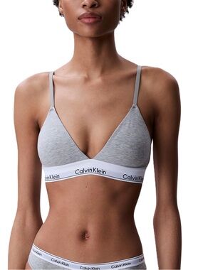 Calvin Klein Modern Cotton Unlined Triangle Bralette | Grey | Size XS